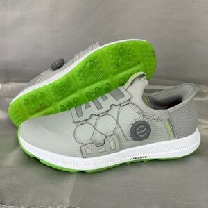 Skechers Mens 9 Go Golf Elite 5 Twist Slip In Grey Lime Men Spikeless Golf Shoes